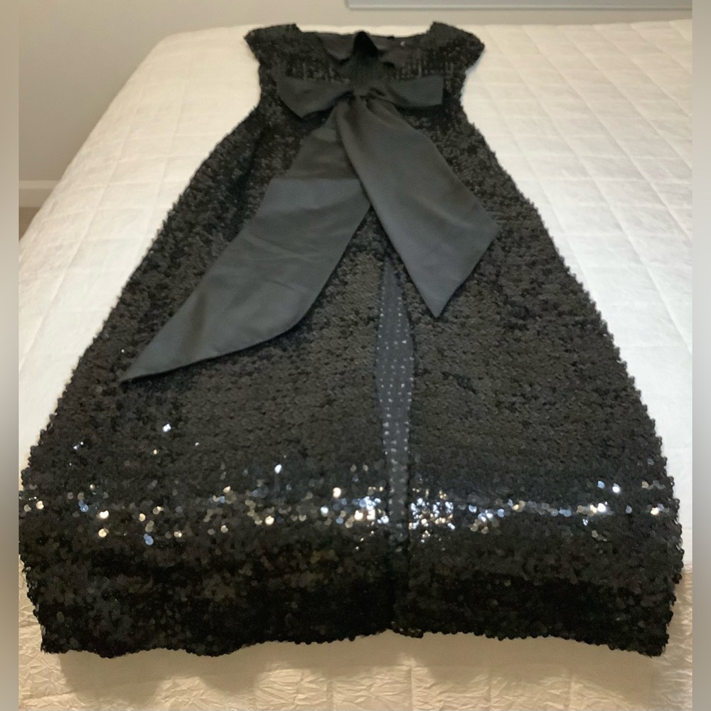 Vintage Beaded Formal Party Dress With Bow